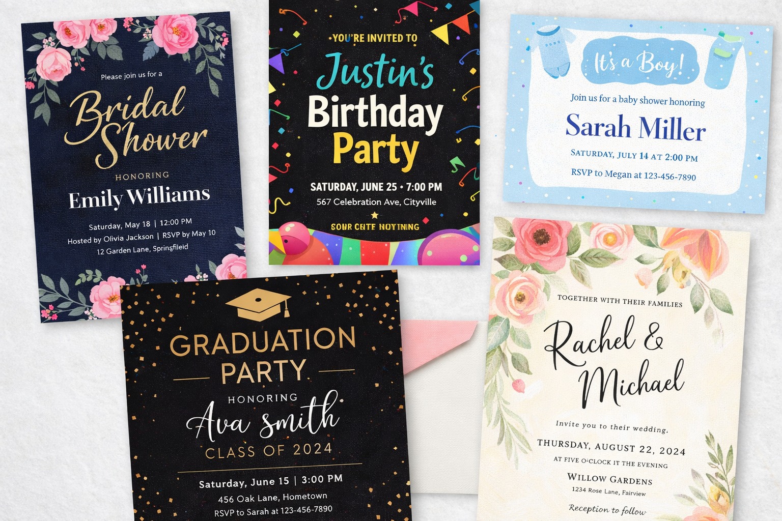 Printed invitations by Hibyte Graphics